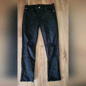 7 All Mankind Black Distressed Jeans